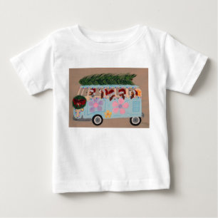 T-shirt Pour Bébé Bassets de Noël dans un Van Hippie