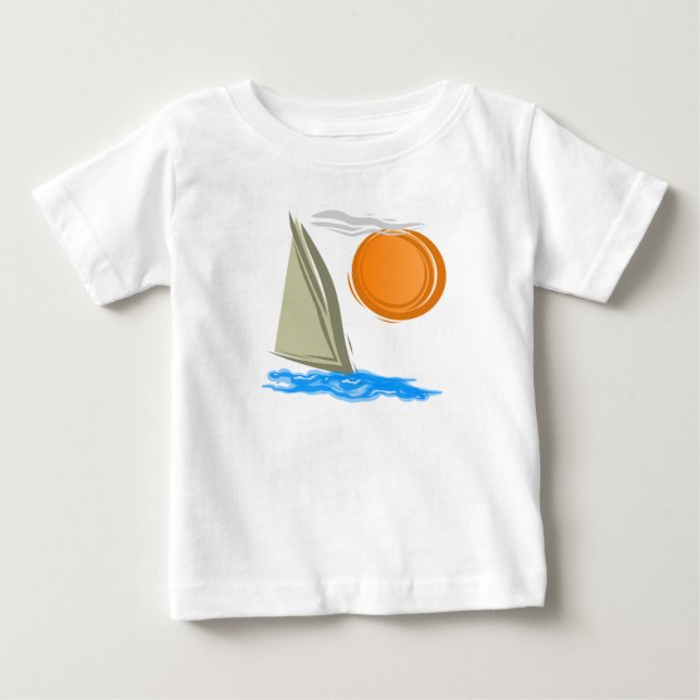 T-shirt Pour Bébé Bateau à voile et soleil (Devant)