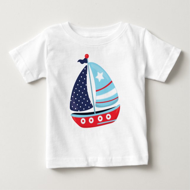 T-shirt Pour Bébé Bateau, Voile, Voile, Bateau, Bateau, Bateau, Voil (Devant)