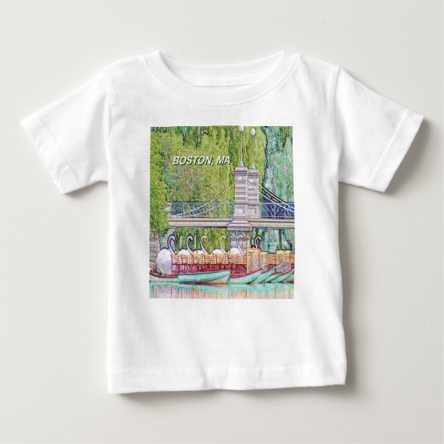 T-shirt Pour Bébé Bateaux cygnes de Boston en crayon et filtre d'enc (Devant)
