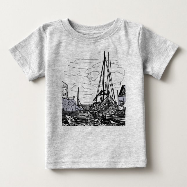T-shirt Pour Bébé bateaux en mer (Devant)