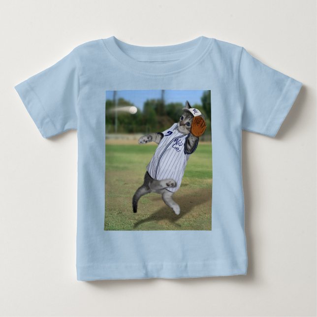 T-shirt Pour Bébé Bateaux sauvages de baseball Kitten (Devant)