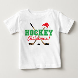 T-shirt Pour Bébé Bâtons de hockey de Noël avec Santa Hat