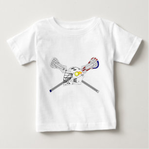 T-shirt Pour Bébé Bâtons de lacrosse avec le casque