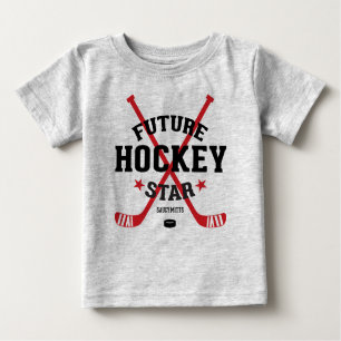 T-shirt Pour Bébé Bâtons de rouge d'étoile d'hockey de bébé d'hockey