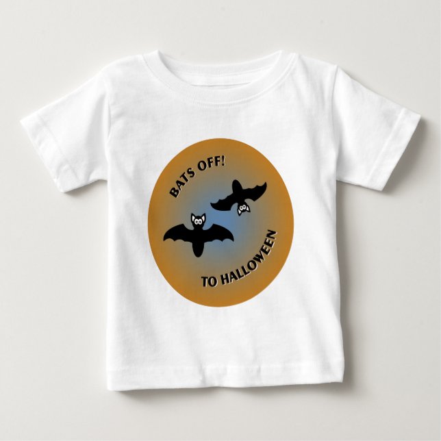 T-shirt Pour Bébé Bats d'Halloween bleu orange (Devant)