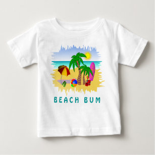 T-shirt Pour Bébé Beach Bum Sun Mer et Surf Amusant coloré bébé Tee