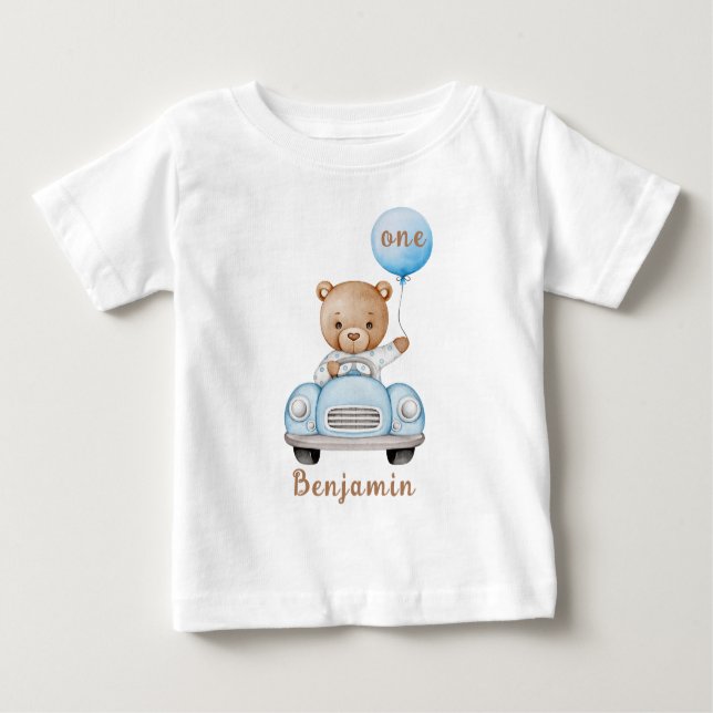 T-shirt Pour Bébé Bear en peluche mignonne avec ballon 1er anniversa (Devant)