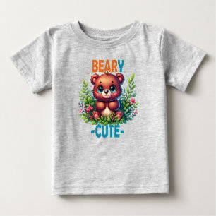 T-shirt Pour Bébé Béary Mignonne. Caricature de Teddy Bear souriante