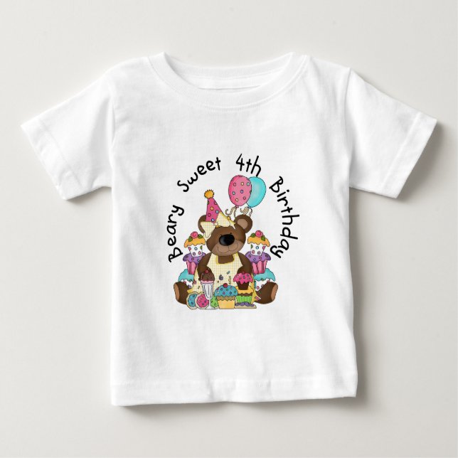 T-shirt Pour Bébé Beary Sweet 4e anniversaire (Devant)
