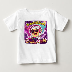 T-shirt Pour Bébé "Beats Brewtits - Sticker DJ Coffee Cup Cartoon"