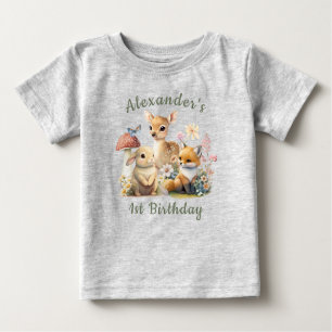 T-shirt Pour Bébé Beau Bunny Deer Fox Floral Premier anniversaire