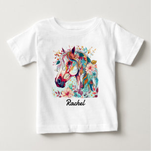 T-shirt Pour Bébé Beau Cheval Colorful