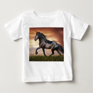 T-shirt Pour Bébé Beau Cheval Noir