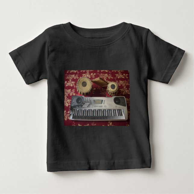 T-shirt Pour Bébé Beau Coin Créatif : Tapisserie musicale (Devant)