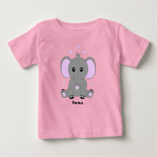 T-shirt Pour Bébé Beau éléphant en rose pour les filles