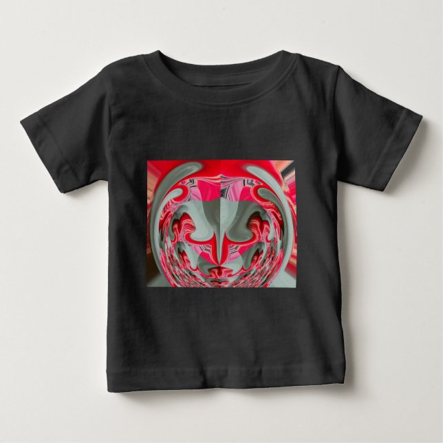 T-shirt Pour Bébé beau motif géométrique gris cendré rouge design AR (Devant)