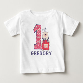 T-shirt Pour Bébé Beau ours premier anniversaire avec nom