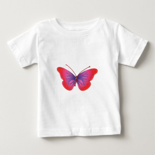 T-shirt Pour Bébé Beau papillon rouge Extraordinaire rose et violet (Devant)