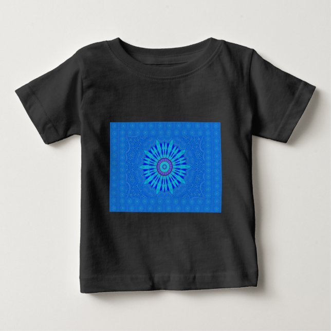 T-shirt Pour Bébé Beau Royal Blue Mandala Art Imprimer (Devant)