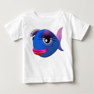 T-shirt Pour Bébé Beautiful bleu fish red lips