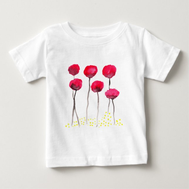 T-shirt Pour Bébé Beaux pavots d'aquarelle (Devant)