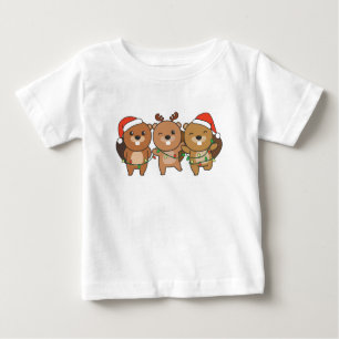 T-shirt Pour Bébé Beaver Noël Animaux de Noël Cute Beaver