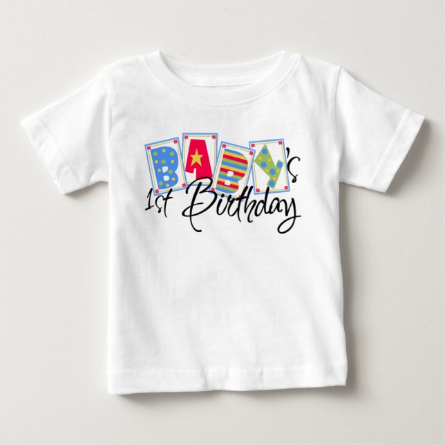 T-shirt Pour Bébé Bébé 1ER. T-shirt d'anniversaire (Devant)