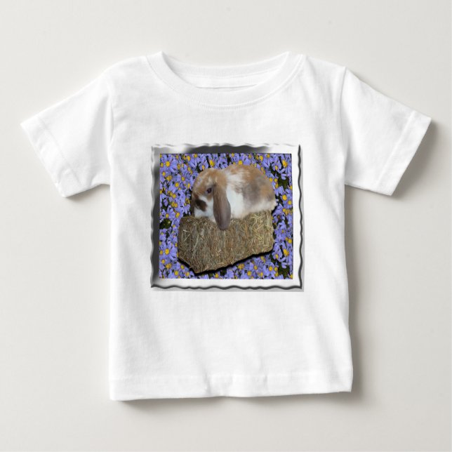 T-shirt Pour Bébé Bébé adorable Lapin de Lop sur Mini Bale (Devant)