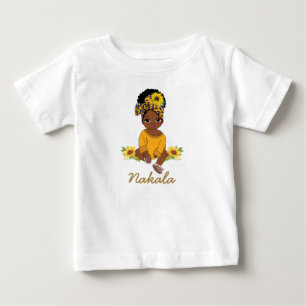 T-shirt Pour Bébé Bébé Africain Américain mignonne Fleur de soleil F