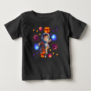 T-shirt Pour Bébé Bébé astronaute à la découverte de la galaxie de l