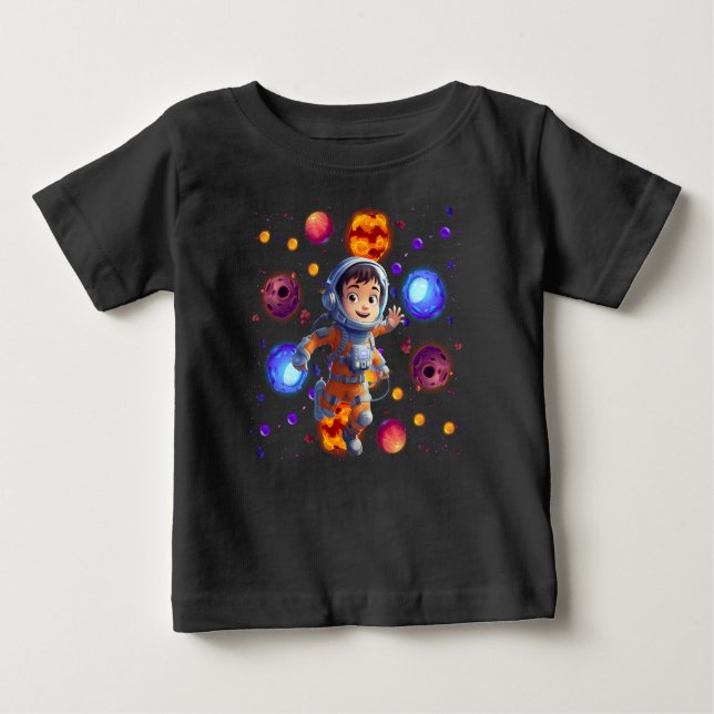 T-shirt Pour Bébé Bébé astronaute à la découverte de la galaxie de l (Devant)