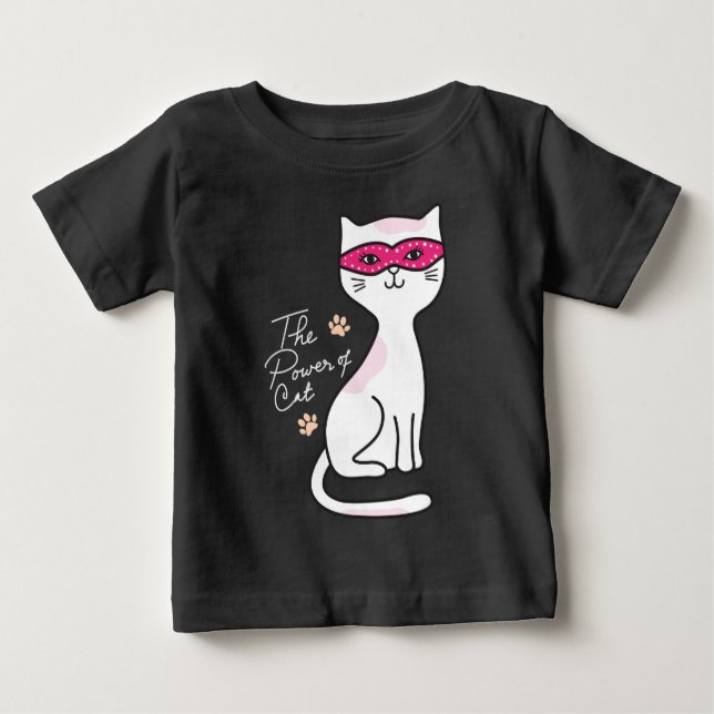 T-shirt Pour Bébé Bébé au masque de chat (Devant)