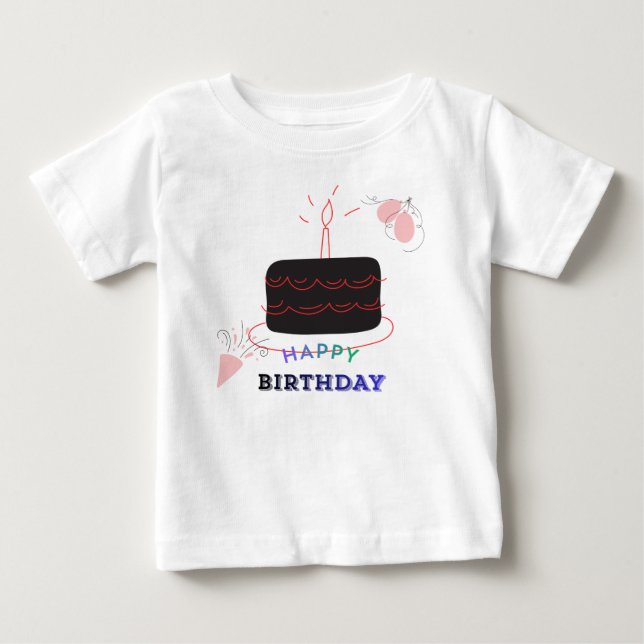 T-shirt Pour Bébé Bébé avec gâteau d'anniversaire imprimé (Devant)