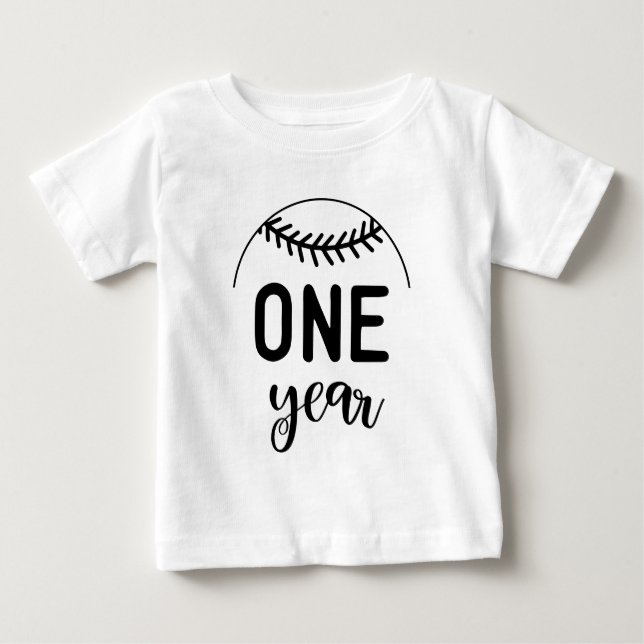 T-shirt Pour Bébé Bébé baseball un an - étape importante (Devant)