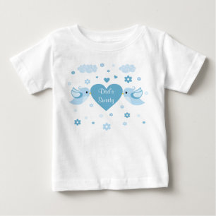 T-shirt Pour Bébé Bébé bleu de coeur d'inséparables