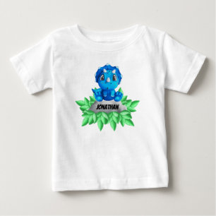 T-shirt Pour Bébé Bébé Bleu Tricératops Dinosaur