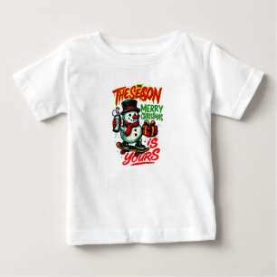 T-shirt Pour Bébé Bébé Bonhomme de Neige de Noël Ultra-Doux Festif