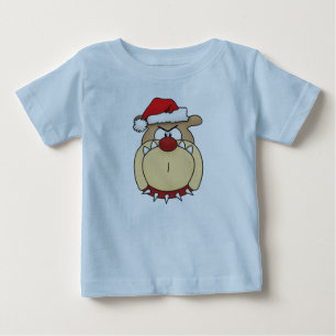 T-shirt Pour Bébé Bébé Bulldog de Noël Biologique / Grimpant