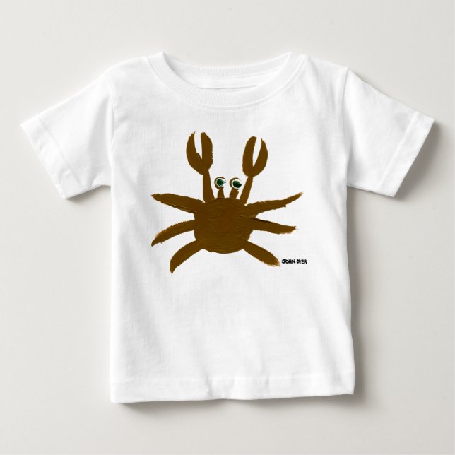 T-shirt Pour Bébé Bébé d'art : Crabe et mouette fous (Devant)