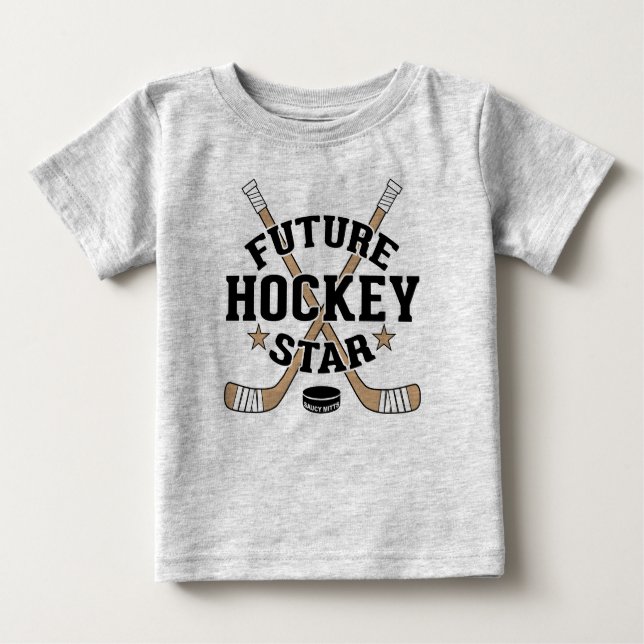 T-shirt Pour Bébé Bébé de hockey de demain Bâtons de hockey étoile B (Devant)