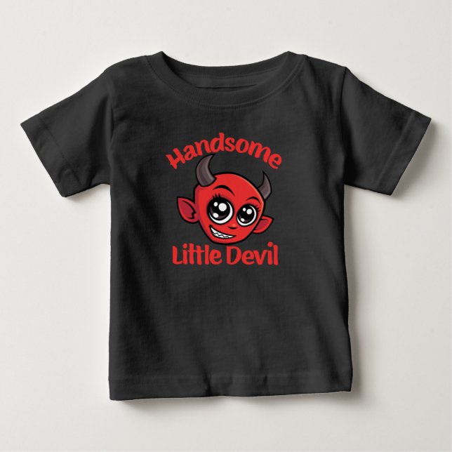 T-shirt Pour Bébé Bébé Diable Mignon Personnage de Dessin Animé (Devant)