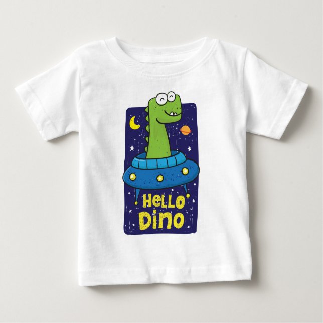 T-shirt Pour Bébé Bébé dino ufo  (Devant)