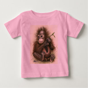 T-shirt Pour Bébé Bébé d'orang-outan avec le feuille