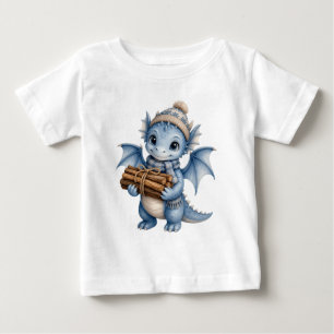 T-shirt Pour Bébé Bébé dragon de bois fantaisiste d'hiver