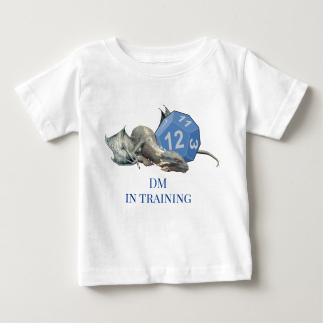 T-shirt Pour Bébé Bébé Dragon DM dans l'entraînement Dice Rôle Jeu (Devant)