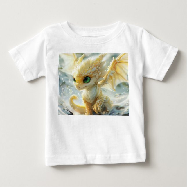 T-shirt Pour Bébé Bébé Dragon Jaune (Devant)