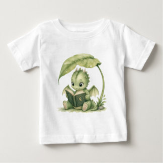 T-shirt Pour Bébé Bébé dragon mignon lisant un livre d'histoires sou