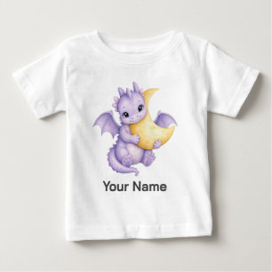 T-shirt Pour Bébé Bébé dragon violet mignon personnalisé qui enlace