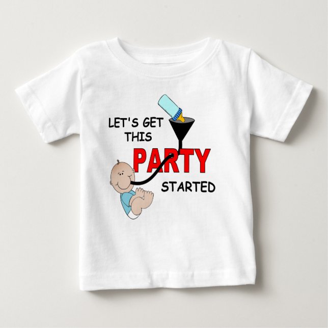 T-shirt Pour Bébé Bébé drôle disant, PARTIE COMMENCÉE (Devant)
